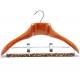 Wholesale custom luxury anti Theft wooden hotel security clothes hangers with pants skirt clips