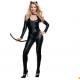 Stage Dancerwear Sexy Black Patent Leather Cat Women Bodysuit Costume for PERFORMANCE