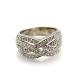 Sterling Silver Pave Cubic Zircon Crossover Band Ring(SRJ-398)