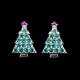 Christmas Holiday Gift 925 Sterling Silver Jewelry / Tree Colot Cz Green And Pink Earrings