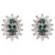 14K Yellow Gold Jewelry CZ Halo Oval Cut Premium Green Tanzanite Stud Earrings Women's Classic Earrings