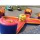 Inflatable Backyard Games 38*14ft Inflatable Sports Games Bungee Run Basketball Toss Game 4 People For Amusement Park