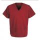 155 GSM Dull Red V Neck Short Sleeve Dull Red Medical Uniform Scrubs Antimicrobial