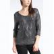 WOMEN'S 100% ACRYLIC FOIL PRINT CABLE KNITTED SWEATER