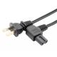 US 2pin male to angled IEC 320 C7 power cord, IEC 320 C7 angled power cable 1M