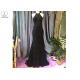 Backless Black Lace Mermaid Prom Dress / Fishtail Waist Beaded Evening Gown