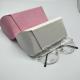 Pink PE PU Leather Durbable Portable Glasses Metal Eyeglass Case Sunglasses Storage Box