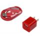 AC Wall Charger Adapter with iphone 4 Data Sync Cable for G 4S 3GS 3G iPod Touch Red