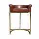 Gold Plated  Vintage Leather Bar Chairs Bar Stool With Stainless Steel Legs