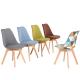 Cotton Fabric / PP Upholstered Dining Room Chairs With Solid Wood Legs