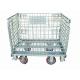Zinc Finish Rigid Rolling Wire Mesh Cage With Foot Brakes / Castors
