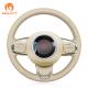 Custom Hand Sewing Beige Artificial Leather Steering Wheel Cover for Fiat 500 2015-2021 500C 2016 2017 2018 2019 2020-2021