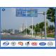Q235 steel material 3mm Road Sign Traffic Signal Pole With Single / Double Outreach Arms