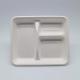 Square Lunch Biodegradable Sugarcane Bagasse Plates 3 Compartment