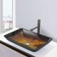 Gradient Brown Glass Bathroom Wash Basins Non Porous Dynamic Vessel Sink Tempered Glass