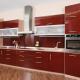 Beautiful Red Lacquer Kitchen Cabinets , MDF Wood Panel Pine Kitchen Cupboards