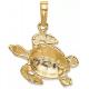 Sea Turtle Bead  Charm Pendant Fit Euro  Style In 14k Yellow Gold