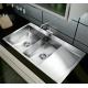 Topmount Stainless Steel Double Bowl Kitchen Sink With Drainboard