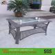 outdoor patio dinning table,hand-woven wicker table, rattan rectangle table,glass top