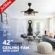 42 Inches Farmhouse E27 Modern LED Invisible Ceiling Fan Retractable Blade Ceiling Fan Lights