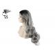 Gray Synthetic Long Curly Lace Front Wigs With Dark Roots For Rupauls Drag Race Girls