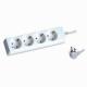 European/German Type 4-way Power Socket without Children Protection, On/Off Switch Light