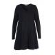 V Neck Long Black Women'S Plus Size Holiday Dresses Viscose And Spandex With Buttons