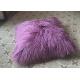 Tibetan lambskin cushion lilac real fur mongolian sheepskin bed throw 20 inch