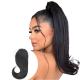100% Human Hair Clip in Ponytail Extension Straight 16 Inch Raw Virgin Natural Black