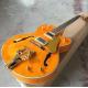Tiger Flame jazz electric guitar.F hollow body jazz guitar. orange guitar.vibrato system.free shipping