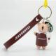 Custom Soft PVC Starbucks Bear Figure Miniature Key Ring 3D Soft PVC Pendant Attached To Plastic Hook And Silicone Strap