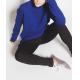 Blue Mock Neck Knit Pullover Sweater 100 % Cotton Material Soft For Women