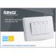 GNW58C Classic design white,champagne plate 4 gang single way wall switches and socket