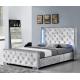 Modern Double Size Upholstered Bed Crush Velvet Silver Upholstered Platform Bed