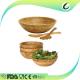 Round bamboo wooden salad bowl with spoon