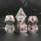 Engraved HD Dice Red Rose Electroplated Silver Metal Dice For RPG Game