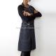 Black 3 Pockets 100% Cotton Denim Chef Work Uniform With Ties For Commercial