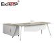 Modern Stylish Office Desk With Metal Legs And Attached Cabinet
