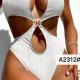 Sexy One Piece Bathers Womens Solid Color High Waist 1 Piece Suit Ladies
