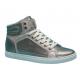 Silver color shining high cut skate shoe of men,amazing