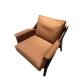 Down feather filled in Leather upholstered cushion Armchair sofa with Oak wood frame for Hotel lobby reception furniture