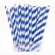Striped Blue And White Paper Straws BPA Free Eco Friendly For Office Coffee