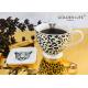 Ceramic Cup Animal Leopard Design with 9.5cm square Dish Footed coffee Mug