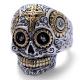 Mens Two Tone 925 Silver Skull Ring Retro Vintage Jewelry (XH052248W)