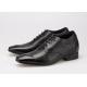 7cm Height Increasing Elevator Shoes , Sharp Toe Black Patent Leather Oxford Shoes