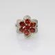 Whtie Gold Plated 925 Silver Red Cubic Zircon Flower Gemstone Ring (R223)