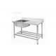Kitchen Stainless Steel Catering Equipment Single Sink Rust Proof Heavy Duty Square Legs