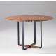 Wooden Walnut Metal Legs Round Dining Table With Rotating Centre