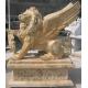 96 Inch High Travertine Stone Carving Sculpture Lion With Wings