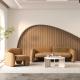 Curved Velvet Modern Fabric Sofa Set High Density Sponge For Dining Room